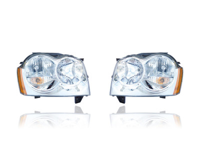 Headlight Assembly - Compatible/Replacement for '05-07 Jeep Grand Cherokee - Pair, Left Driver + Right Passenger Set - 55156350AK, 55156350AK - CAPA Headlight Assembly - Compatible/Replacement for '05-07 Jeep Grand Cherokee - Pair, Left Driver + Right Passenger Set - 55156350AK, 55156350AK - CAPA