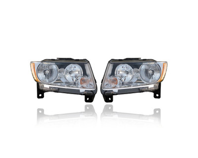 Headlight Assembly - Compatible/Replacement for '11-13 Jeep Grand Cherokee Laredo-Only - Halogen - Pair, Left Driver + Right Passenger Set - 55079378AF, 55079379AF - CAPA Headlight Assembly - Compatible/Replacement for '11-13 Jeep Grand Cherokee Laredo-Only - Halogen - Pair, Left Driver + Right Passenger Set - 55079378AF, 55079379AF - CAPA