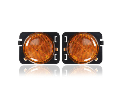 Side Marker Light Assembly - Compatible/Replacement for '07-18 Jeep Wrangler - Pair, Left Driver + Right Passenger Set - 55078144AA, 55078145AA Side Marker Light Assembly - Compatible/Replacement for '07-18 Jeep Wrangler - Pair, Left Driver + Right Passenger Set - 55078144AA, 55078145AA