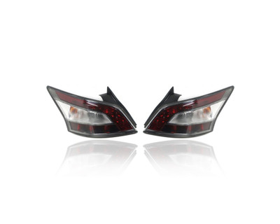 Tail Light Assembly - Compatible/Replacement for '12-14 Nissan Maxima S/SV-Only - Halogen - Pair, Left Driver + Right Passenger Set - 265509DA0B, 265559DA0B - CAPA