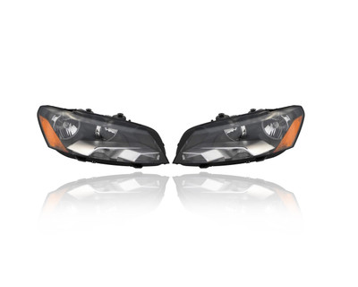 Headlight Assembly For VW2503148; VW2502148 11-15 VW Volkswagen Passat - Pair Left and Right, NSF