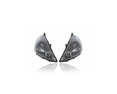 Headlight - Compatible/Replacement for '07-08 Honda Fit - Silver Interior Bezel (Vehicle Body Color Code NH642M) - Pair, Left Driver + Right Passenger Set - 33101SLNA01ZE, 33101SLNA01ZE - CAPA