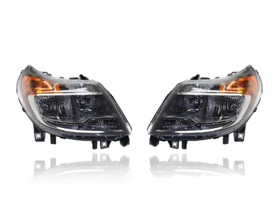 Headlight Assembly - Compatible/Replacement for '14-20 RAM ProMaster Cargo Van - Without Daytime-Running-Lamp - Pair, Left Driver + Right Passenger Set - 4725944AJ, 4725945AJ