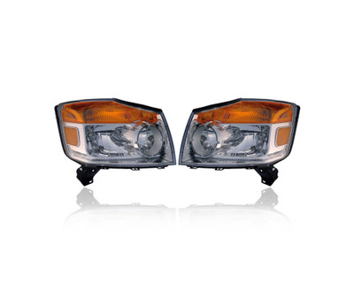 Headlight Assembly - Compatible/Replacement for '08-15 Nissan Armada - Pair, Left Driver + Right Passenger Set - 260109GA0B, 260609GA0B - CAPA