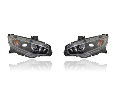 Headlight Assembly - Compatible/Replacement for '18-18 Honda Civic Sedan EXT/EXL (Japan Built) - Halogen - Pair, Left Driver + Right Passenger Set - 33100TEGA01, 33150TEGA01 Headlight Assembly - Compatible/Replacement for '18-18 Honda Civic Sedan EXT/EXL (Japan Built) - Halogen - Pair, Left Driver + Right Passenger Set - 33100TEGA01, 33150TEGA01
