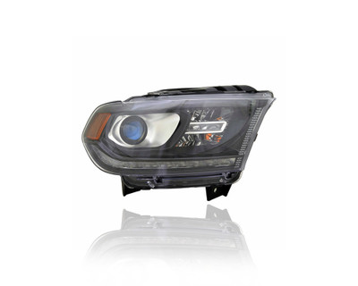 Headlight Assembly - Compatible/Replacement for '16-20 Dodge Durango SXT/GT/Limited-Only - Halogen, Black Bezel With LED Daytime Running Light - Right Hand - Passenger - 68299130AF - CAPA