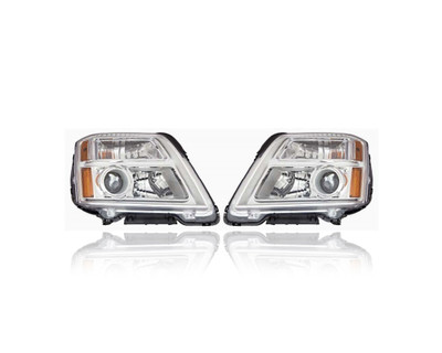 Headlight Assembly - Compatible/Replacement for '16-17 GMC Terrain SL/SLE/SLT - Chrome Bezel - Pair, Left Driver + Right Passenger Set - 84064627, 84064626 Headlight Assembly - Compatible/Replacement for '16-17 GMC Terrain SL/SLE/SLT - Chrome Bezel - Pair, Left Driver + Right Passenger Set - 84064627, 84064626