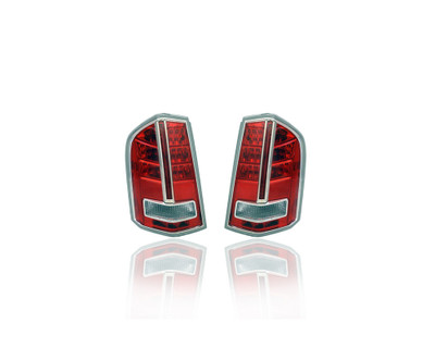 Tail Light Assembly - Compatible/Replacement for '12-12 Chrylser 300, 13-14 Type1 Base/C/S/LUX/SRT8 - Chrome - Pair, Left Driver + Right Passenger Set - 68154606AC, 68154607AC