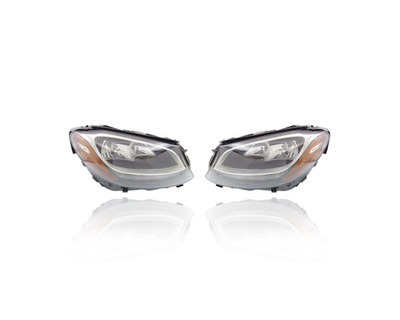 Headlight Assembly For MB2503220; MB2502220 15-20 Mercedes-Benz C-Class-Sedan, 17-20 Coupe - Pair Left and Right, Halogen, NSF