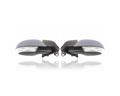 Door Mirror - Compatible/Replacement for '06-09 VW Volkswagen GTI (Gen5) Rabbit - Powered, Heated, Primed - Pair, Left Driver + Right Passenger Set - 1K1857508CN9B9, 1K1857507DC9B9