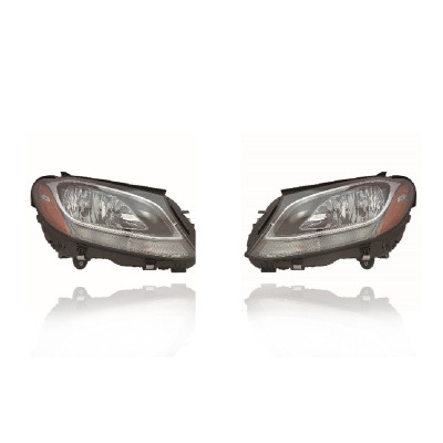Headlight Assembly For 15-20 Mercedes-Benz C-Class-Sedan, 17-20 Coupe - Halogen - Pair, Left Driver + Right Passenger Set - CAPA - 2059067202, 2059067102