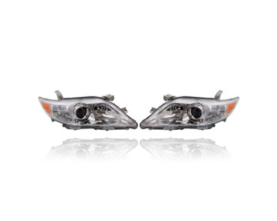 Headlight - Compatible/Replacement for '10-11 Toyota Camry Base/LE/XLE (Japan Built) - Halogen, Chrome Interior Bezel - Pair, Left Driver + Right Passenger Set - 8113033700, 8117033700 Headlight - Compatible/Replacement for '10-11 Toyota Camry Base/LE/XLE (Japan Built) - Halogen, Chrome Interior Bezel - Pair, Left Driver + Right Passenger Set - 8113033700, 8117033700