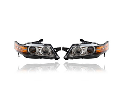 Headlight - Compatible/Replacement for '07-08 Acura TL-Base/Navi - Halogen With Chrome Bezel - Pair, Left Driver + Right Passenger Set - 33101SEPA22, 33151SEPA22