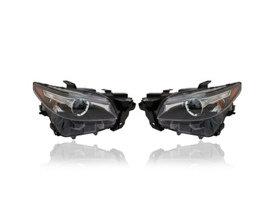 Headlight - Compatible/Replacement for '16-22 Mazda CX-9 Sport/Touring - LED, Without Adaptive Light System - Pair, Left Driver + Right Passenger Set - TM52510K0C, TM52510L0C