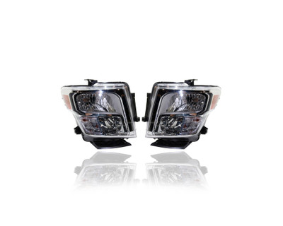 Headlight - Compatible/Replacement for '17-19 Nissan Titan Crew/Extended/XD Cab, 16-19 XD Crew Cab - Halogen - Pair, Left Driver + Right Passenger Set - 26010EZ21A, 26060EZ21A - CAPA