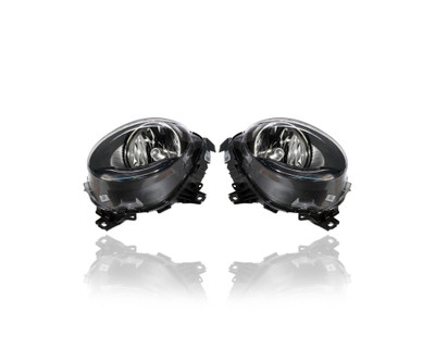 Headlight - Compatible/Replacement for '14-18 Mini Cooper Hardtop Hatchback/Sedan, 15-19 Hardtop - Halogen With White-Indicator - Pair, Left Driver + Right Passenger Set - 63117401606, 63117401605
