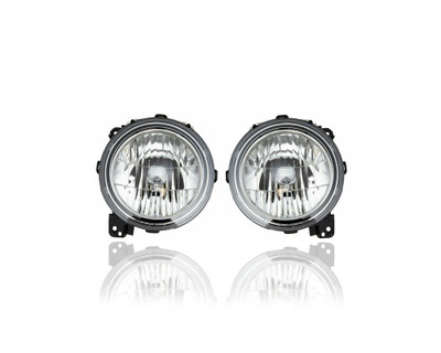 Headlight - Compatible/Replacement for '18-21 Jeep Wrangler JL, 20-21 Gladiator - Halogen - Pair, Left Driver + Right Passenger Set - 55112872AG, 55112873AG