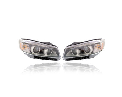 Headlight - Compatible/Replacement for '16-18 Kia Sorento SX/SXL-Only - Halogen, With Jewel Type LED Daytime Running Light - Pair, Left Driver + Right Passenger Set - 92102C6010, 92101C6010