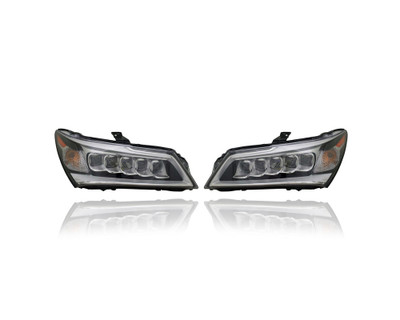Headlight - Compatible/Replacement for '14-16 Acura MDX - LED - Pair, Left Driver + Right Passenger Set - 33100TZ5A01, 33150TZ5A01