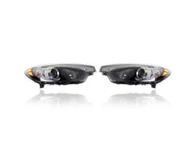 Headlight - Compatible/Replacement for '14-14 Kia Forte/Koup/5/EX/SX - Halogen With LED Daytime Running Light - Pair, Left Driver + Right Passenger Set - 92102A7210, 92101A7210 - CAPA
