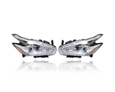 Headlight - Compatible/Replacement for '15-18 Nissan Murano Platinum-Only - LED - Pair, Left Driver + Right Passenger Set - 260109UE5C, 260609UE5C