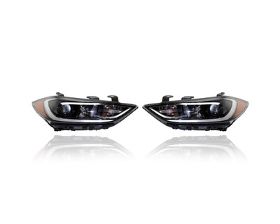 Headlight - Compatible/Replacement for '17-18 Hyundai Elantra Sedan Value/Eco/Limited (USA Built) - Halogen With LED Daytime Running Light - Pair, Set - 92102F3010, 92101F3010 Headlight - Compatible/Replacement for '17-18 Hyundai Elantra Sedan Value/Eco/Limited (USA Built) - Halogen With LED Daytime Running Light - Pair, Set - 92102F3010, 92101F3010