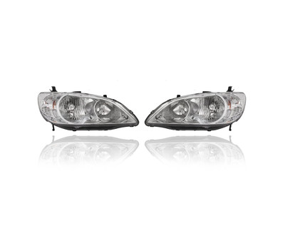 Headlight Assembly For 33101S5AA51; 33151S5AA51 04-05 Honda Civic Coupe Sedan Hybrid - Pair Both Left Driver & Right Passenger Set Headlight Assembly For 33101S5AA51; 33151S5AA51 04-05 Honda Civic Coupe Sedan Hybrid - Pair Both Left Driver & Right Passenger Set