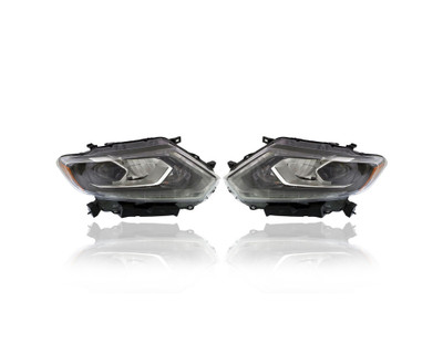 Headlight - Compatible/Replacement for '14-16 Nissan Rogue SL - LED Without Adaptive Light System - Pair, Left Driver + Right Passenger Set - 260104BA5A, 260604BA5A - CAPA