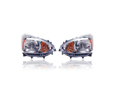 Headlight - Compatible/Replacement for '14-20 Mitsubishi Mirage - Halogen - Pair, Left Driver + Right Passenger Set - 8301C694, 8301C693 - CAPA