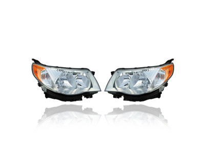 Headlight - Compatible/Replacement for '09-13 Subaru Forester X/Premium/Limited - Halogen - Pair, Left Driver + Right Passenger Set - 84001SC061, 84001SC071 - CAPA