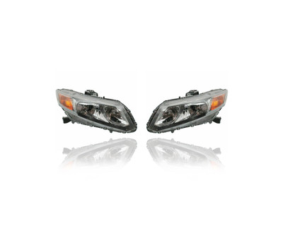 Headlight Assembly For 12-12 Honda Civic-Coupe/Sedan - Both Pair, Left Driver Right Passenger Hand, CAPA-Certified - 33100TR0A01, 33150TR0A01 Headlight Assembly For 12-12 Honda Civic-Coupe/Sedan - Both Pair, Left Driver Right Passenger Hand, CAPA-Certified - 33100TR0A01, 33150TR0A01