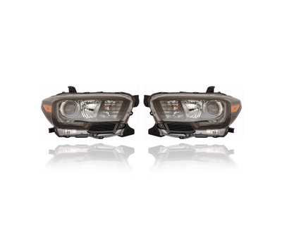 Headlight - Compatible/Replacement for '17-20 Toyota Tacoma TRD Pro - LED With LED Fog/Signal/Daytime Running Light, Black Interior - Pair, Set - 8111004280, 8115004280 - CAPA