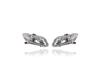 Headlight Assembly For 13-15 Honda Civic Sedan/Hybrid, 13-13 Civic Coupe - Pair Both Left Driver + Right Passenger Set, CAPA Certified Headlight Assembly For 13-15 Honda Civic Sedan/Hybrid, 13-13 Civic Coupe - Pair Both Left Driver + Right Passenger Set, CAPA Certified