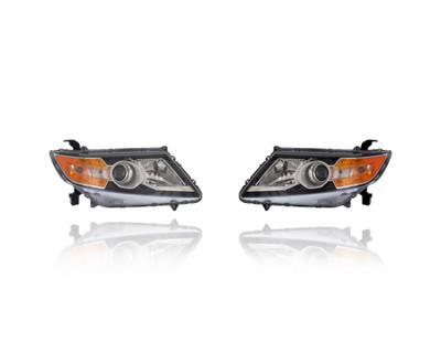Headlight Assembly For 33100TK8A02, 33150TK8A02 14-17 Honda Odyssey - Halogen, Black Bezel, Pair, Left Driver + Right Passenger Set, CAPA Headlight Assembly For 33100TK8A02, 33150TK8A02 14-17 Honda Odyssey - Halogen, Black Bezel, Pair, Left Driver + Right Passenger Set, CAPA
