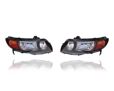 Headlight Assembly For 06-08 Honda Civic-Coupe-DX/LX/EX (Exclude SI 2.0L) - Pair, Left Driver + Right Passenger Set - 33101SVAA02, 33151SVAA01 Headlight Assembly For 06-08 Honda Civic-Coupe-DX/LX/EX (Exclude SI 2.0L) - Pair, Left Driver + Right Passenger Set - 33101SVAA02, 33151SVAA01