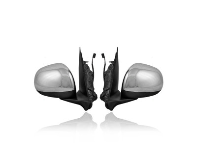 Door Mirror - Compatible/Replacement for '14-17 Fiat 500L, 18-20 500L - Powered, Heated With Chrome Cover - Pair, Left Driver + Right Passenger Set - 5RE81JXWAA, 5RE87JXWAA