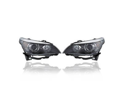 Headlight Assembly - Compatible/Replacement for '08-10 BMW 5-Series Sedan/Wagon - Xenon With Adaptive, Without Ballast - Pair, Left Driver + Right Passenger Set - 63127045696, 63127045695 Headlight Assembly - Compatible/Replacement for '08-10 BMW 5-Series Sedan/Wagon - Xenon With Adaptive, Without Ballast - Pair, Left Driver + Right Passenger Set - 63127045696, 63127045695
