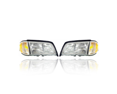 Headlight Assembly - Compatible/Replacement for '97-00 Mercedes-Benz C-Class - Halogen With Corner Lamp - Pair, Left Driver + Right Passenger Set - 2028202861, 2028202761 Headlight Assembly - Compatible/Replacement for '97-00 Mercedes-Benz C-Class - Halogen With Corner Lamp - Pair, Left Driver + Right Passenger Set - 2028202861, 2028202761