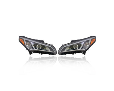 Headlight Assembly - Compatible/Replacement for '15-17 Hyundai Sonata Limited/Sport/Limited 2.0T - Xenon/HID - Pair, Left Driver + Right Passenger Set - 92102C2100, 92101C2100