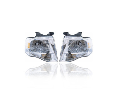 Headlight Assembly - Compatible/Replacement for '07-14 Ford Expedition - Without Black Out - Pair, Left Driver + Right Passenger Set - 7L1Z13008AB, 7L1Z13008BB Headlight Assembly - Compatible/Replacement for '07-14 Ford Expedition - Without Black Out - Pair, Left Driver + Right Passenger Set - 7L1Z13008AB, 7L1Z13008BB