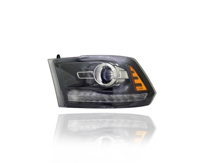 Headlight Assembly - Compatible/Replacement for '16-22 RAM Pickup 1500/Classic, 16-18 2500/3500 - Halogen, Projector Black Interior - Left Hand - Driver - CAPA - 68324933AD