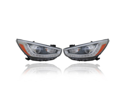 Headlight Assembly - Compatible/Replacement for '14-17 Hyundai Accent Sedan/Hatchback GLS/SE/Sport - Projector Halogen With LED Daytime Running Lamp - Pair Set - 921021R610, 921011R610 Headlight Assembly - Compatible/Replacement for '14-17 Hyundai Accent Sedan/Hatchback GLS/SE/Sport - Projector Halogen With LED Daytime Running Lamp - Pair Set - 921021R610, 921011R610