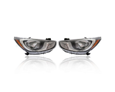 Headlight Assembly - Compatible/Replacement for '12-14 Hyundai Accent Sedan/Hatchback GLS/GS, 12-13 Accent Hatchback SE - Halogen Without LED Daytime Running - Pair Set - CAPA - 921021R010, 921011R010