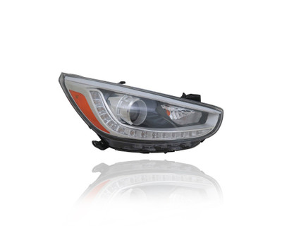 Headlight Assembly - Compatible/Replacement for '14-17 Hyundai Accent Sedan/Hatchback GLS/SE/Sport - Projector Halogen With LED Daytime Running Lamp - Right Hand - Passenger - 921021R610 Headlight Assembly - Compatible/Replacement for '14-17 Hyundai Accent Sedan/Hatchback GLS/SE/Sport - Projector Halogen With LED Daytime Running Lamp - Right Hand - Passenger - 921021R610