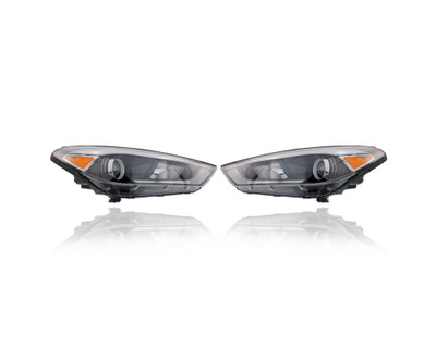 Headlight Assembly - Compatible/Replacement for '16-18 Hyundai Tucson SE/Eco/Sport/SEL/Plus/Value - Halogen With LED Daytime Running Lamp - Pair Set - CAPA - 92102D3150, 92101D3150