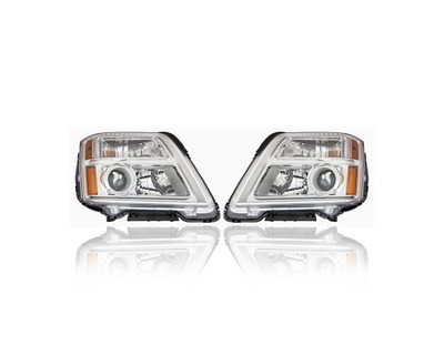 Headlight Assembly - Compatible/Replacement for '16-17 GMC Terrain (Exclude Denali) - Chrome Bezel - Pair, Left Driver + Right Passenger Set - CAPA - 84064627, 84064626