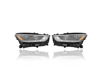 Headlight Assembly - Compatible/Replacement for '21-22 Toyota Highlander/Hybrid L/LE/XLE - LED With Halogen Daytime Running Lamp, Without Adaptive Light System - Pair Set - 811100E420, 811500E420