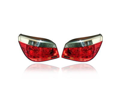 Tail Light Assembly - Compatible/Replacement for '04-08 BMW 5-Series Sedan 525/530/545/550i - Clear Lens - Pair, Left Driver + Right Passenger Set - 63217165740, 63217165739