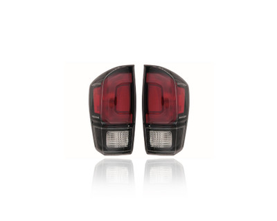 Tail Light Assembly - Compatible/Replacement for '17-19 Toyota Tacoma TRD Pro - LED, Black Red Sport Interior Bezel - Pair, Left Driver + Right Passenger Set - 8155004200, 8156004200 Tail Light Assembly - Compatible/Replacement for '17-19 Toyota Tacoma TRD Pro - LED, Black Red Sport Interior Bezel - Pair, Left Driver + Right Passenger Set - 8155004200, 8156004200