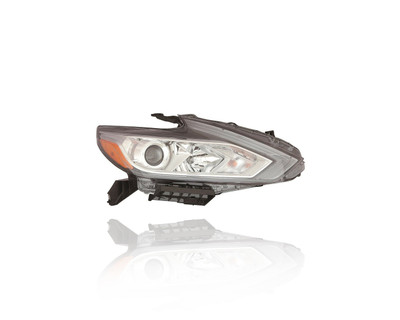 Headlight Assembly For NI2503247 16-18 Nissan Altima-Sedan - Right Hand - Passenger, Halogen-Type Without-LED Daytime Running Light, With Chrome Bezel, NSF
